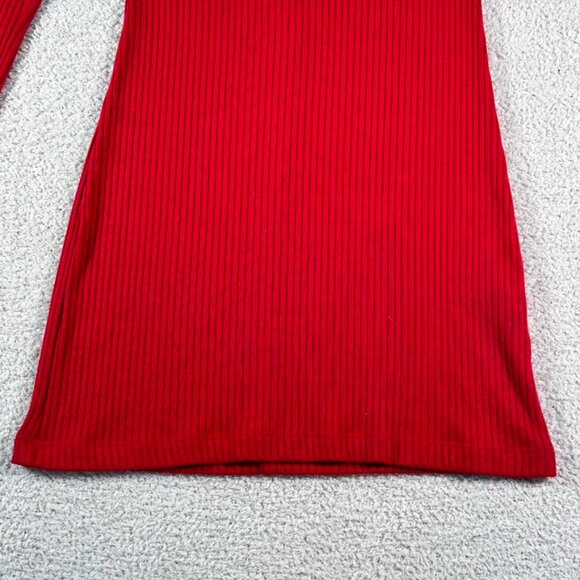 Reformation Jeans Ribbed Knit Mini Dress Bodycon Red Comfy Size Small Comfy Soft - Picture 4 of 10